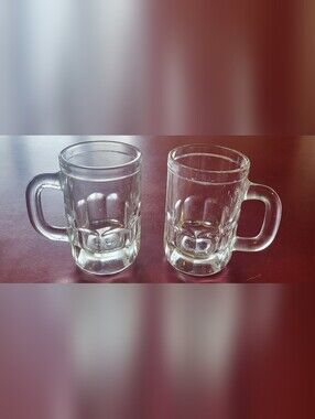 Vintage Clear Glass Root Beer Mugs Set of 2 Heavy Steins Glasses With Handles